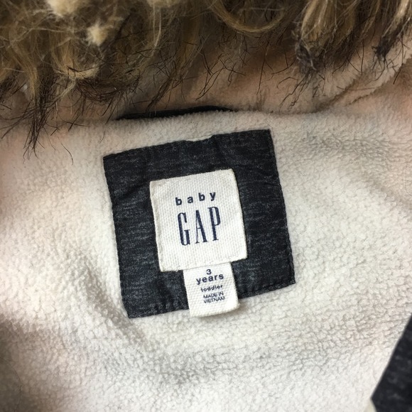 Baby Gap Polka Dots Faux Fur Hood Puffer Duffle Parka Jacket Black 3 Years - Picture 4 of 8